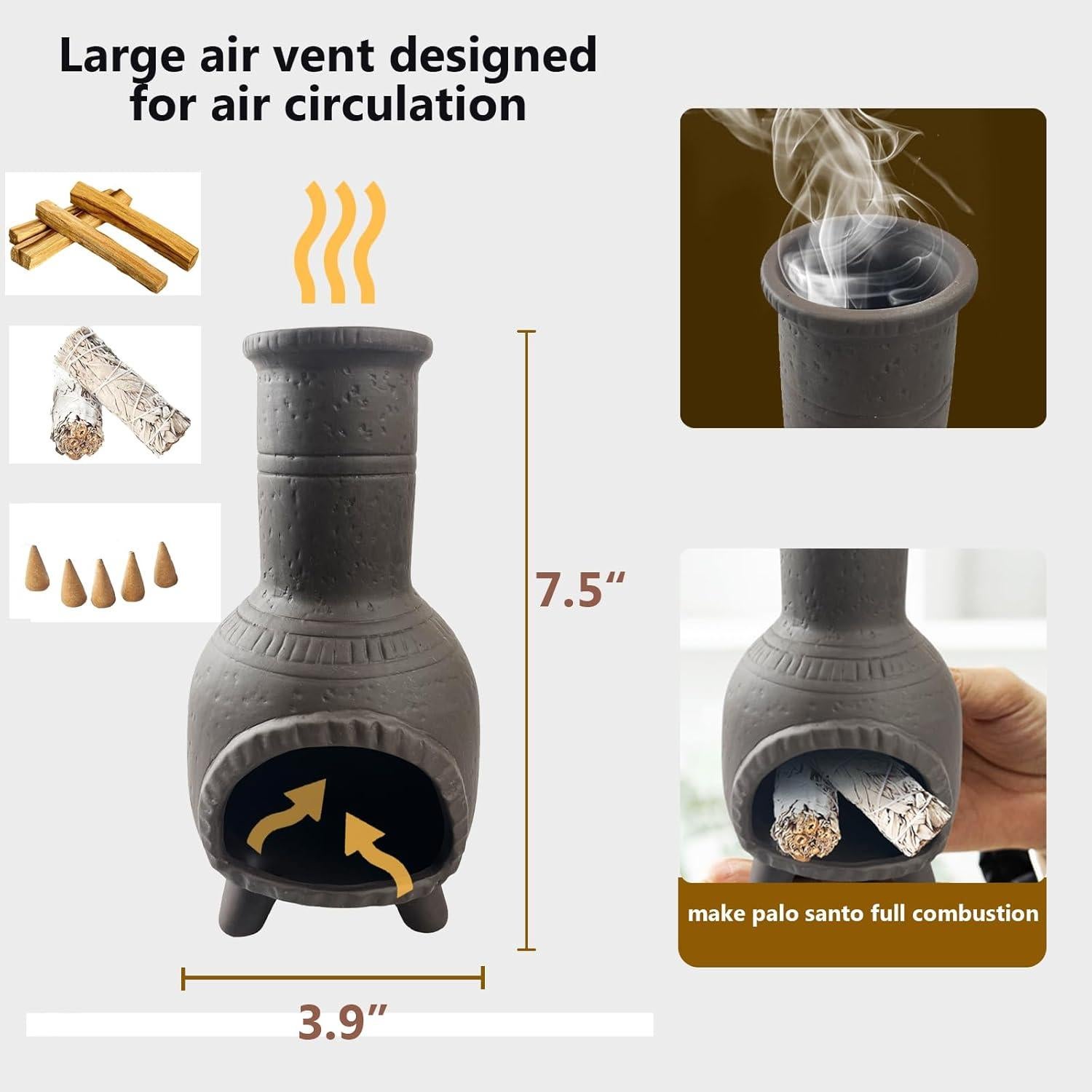 Soporte de Incienso de Cerámica Lioong para Palo Santo y Salvia