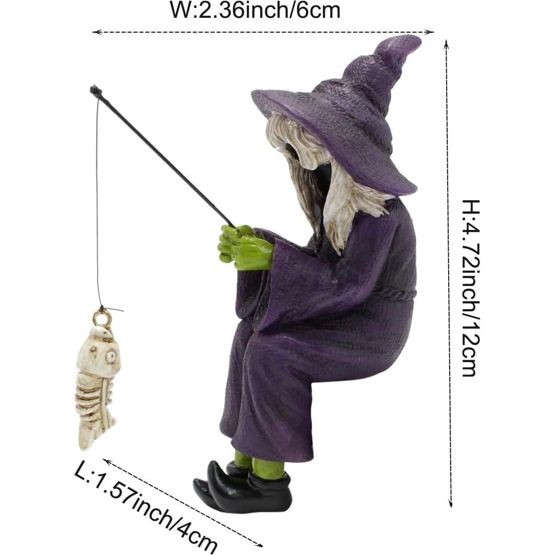 Estatua de Bruja de Pesca - Decoración de Resina 12.7 cm