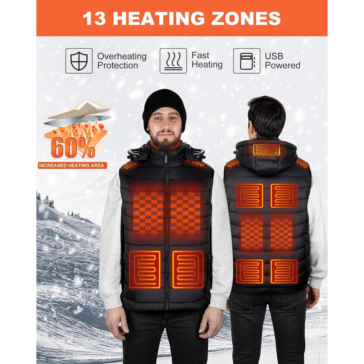 Chaleco Térmico Hombre con Batería 10000mAh - Negro XX-Large