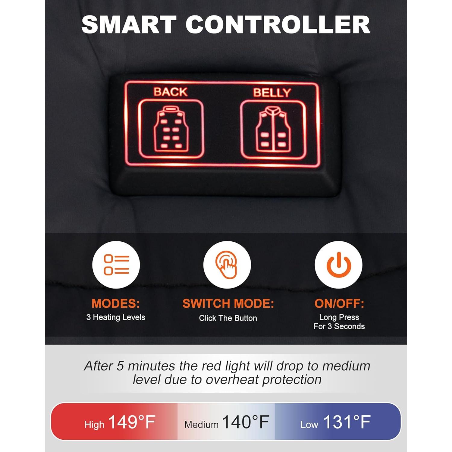 Chaleco Térmico Hombre con Batería 10000mAh - Negro XX-Large