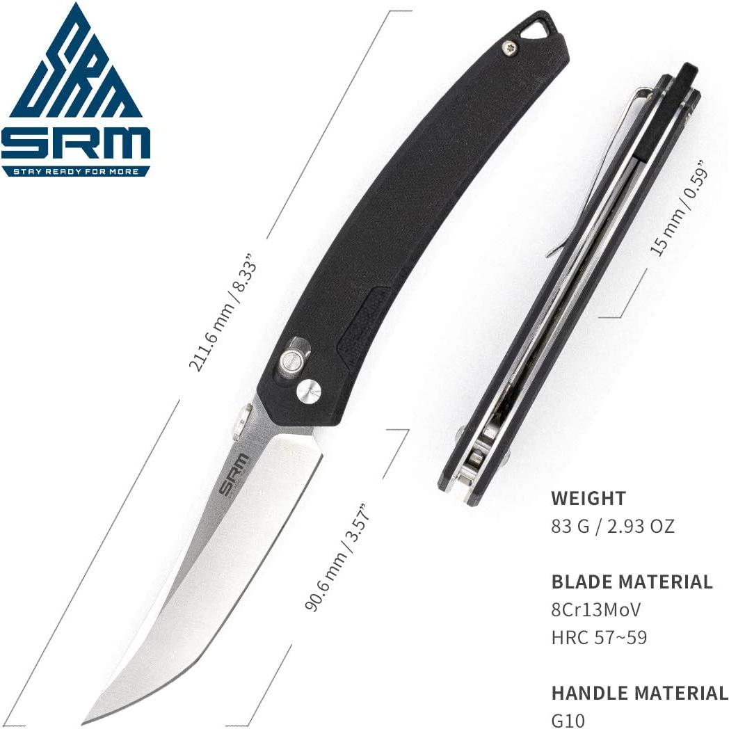 Cuchillo Plegable SRM 9211 Negro EDC 21.14 cm Bloqueo Ambidiestro