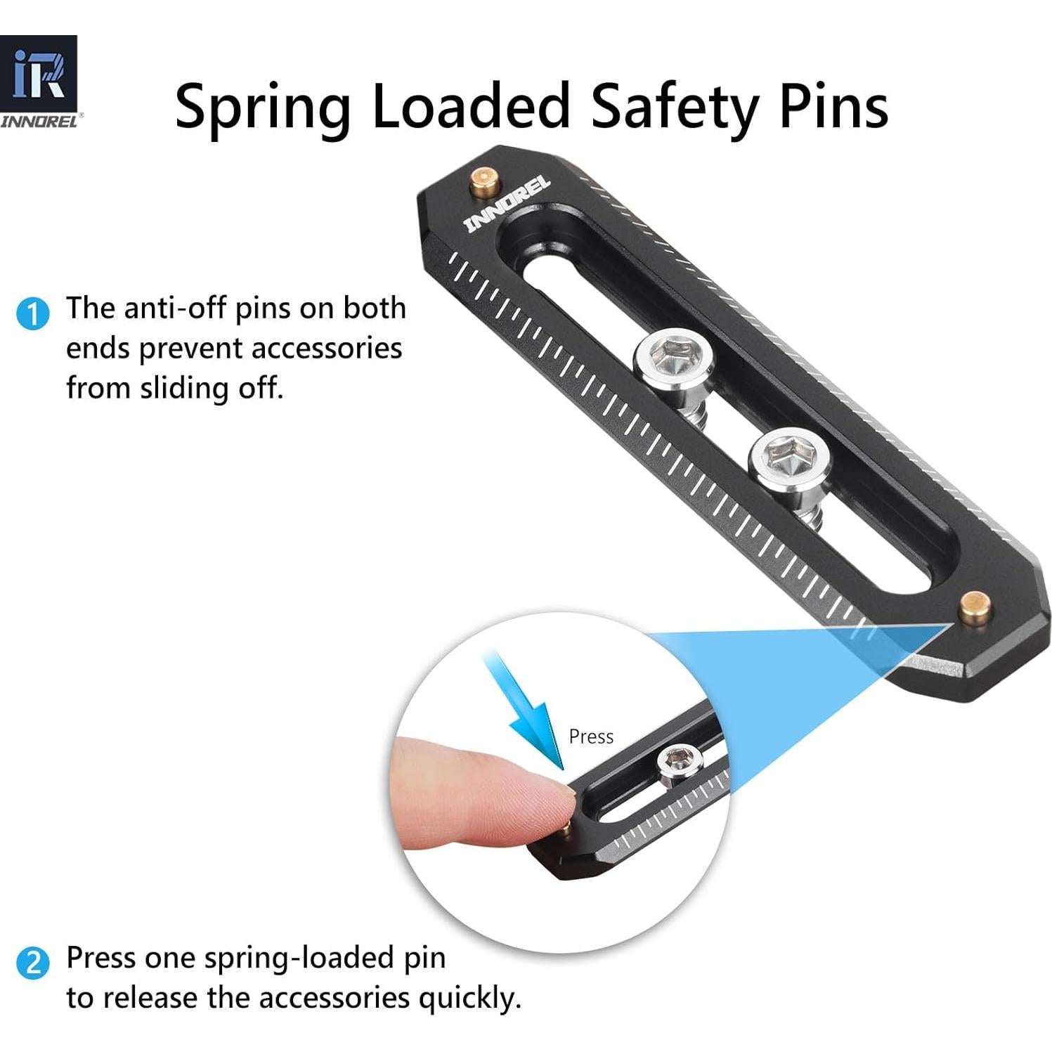 INNOREL 3 Packs Quick Release NATO Rail Set 45/65/85mm Long Lightweight NATO Rails with 1/4" Screws and Anti Drop Safety Pins for Camera Cage, Field Monitor Mount, NATO Clamp Top Handle Side Handle