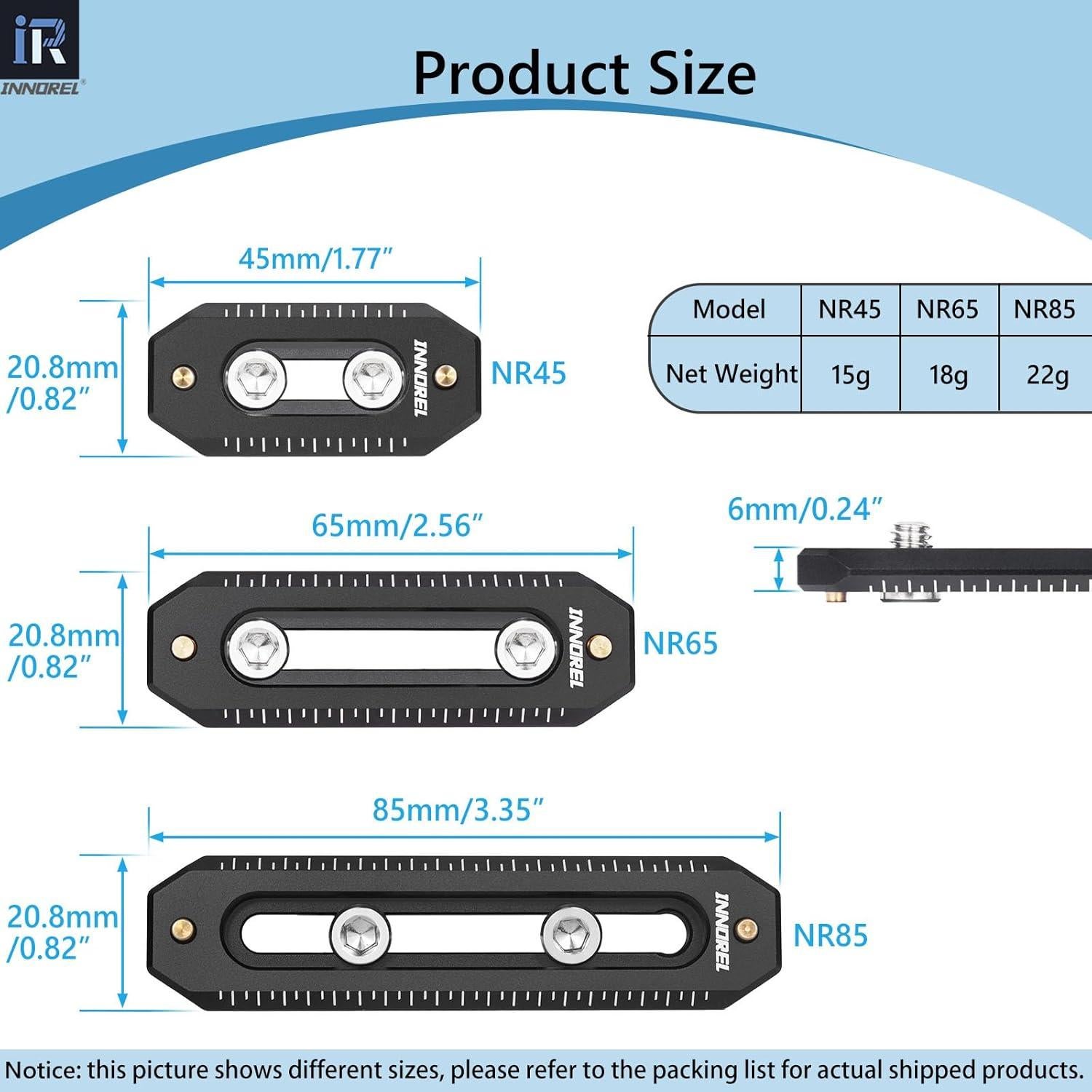 INNOREL 3 Packs Quick Release NATO Rail Set 45/65/85mm Long Lightweight NATO Rails with 1/4" Screws and Anti Drop Safety Pins for Camera Cage, Field Monitor Mount, NATO Clamp Top Handle Side Handle