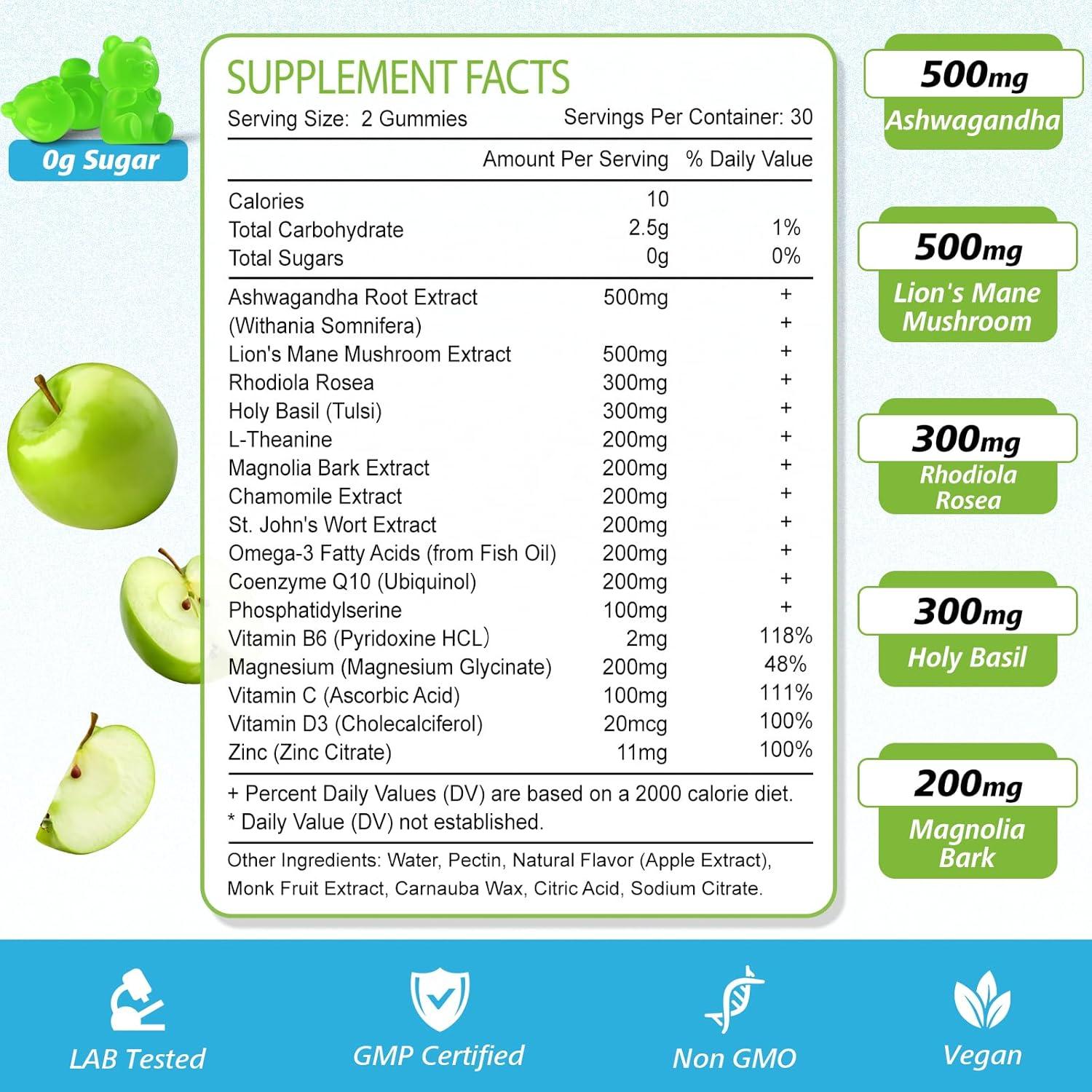 Gomitas de Cortisol Zetelixia 60 Unidades Sabor Manzana