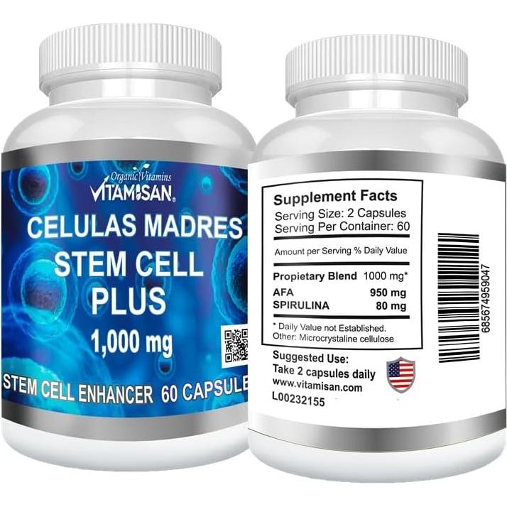 Células Madres Vitamisan 1000 mg 60 Cápsulas Algas Verdeazuladas