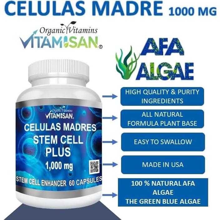 Células Madres Vitamisan 1000 mg 60 Cápsulas Algas Verdeazuladas