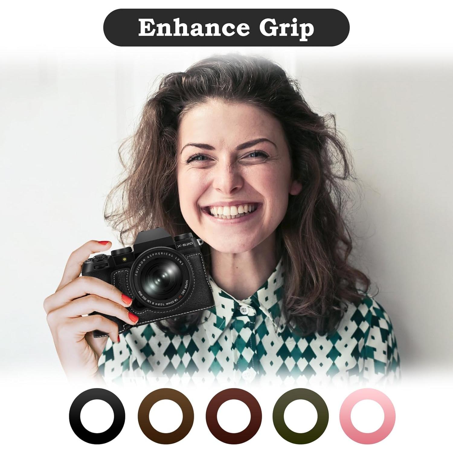 Funda Media de Cuero PU VOVMOEYA para Fujifilm X-S20 - Negra