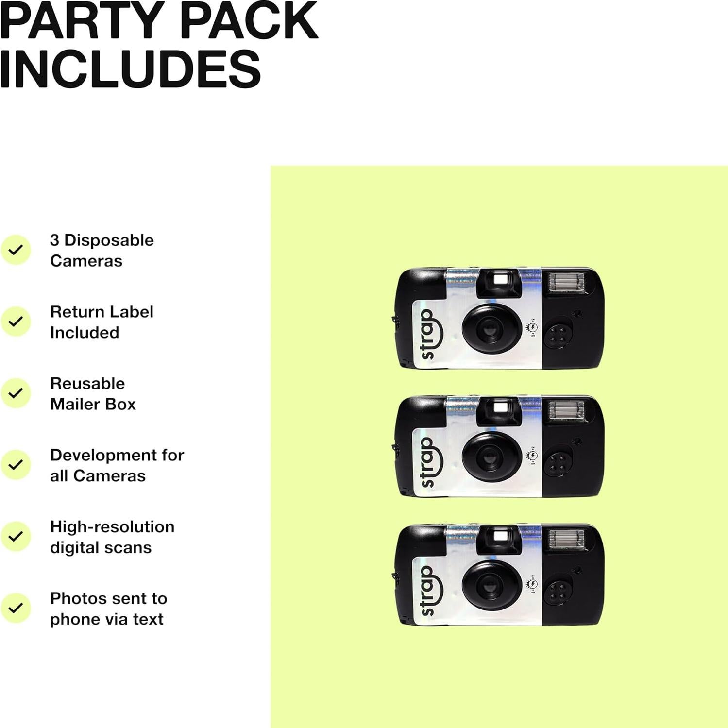Cámara desechable Strap 27 exposiciones con flash 3m - 3 paquetes