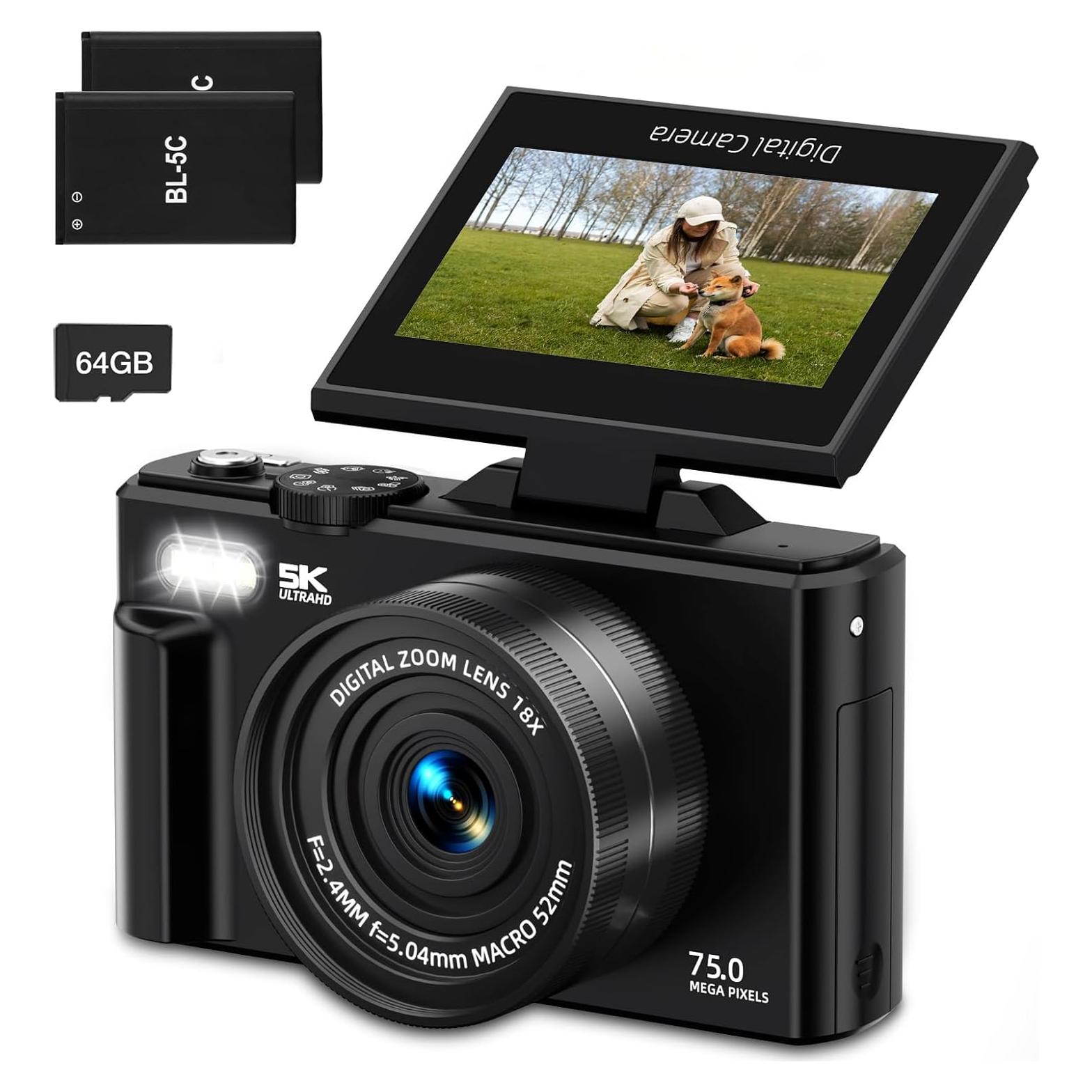 Cámara Digital 5K Luluckck WD08PRO 75MP WiFi Pantalla 3"