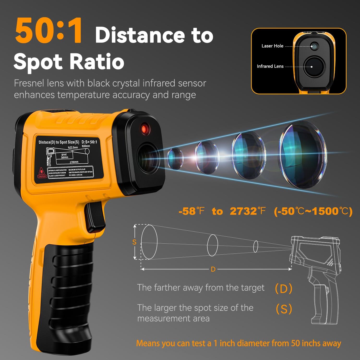 Termómetro Infrarrojo MOONASCEND K2-1500-QT -50°C a 1500°C