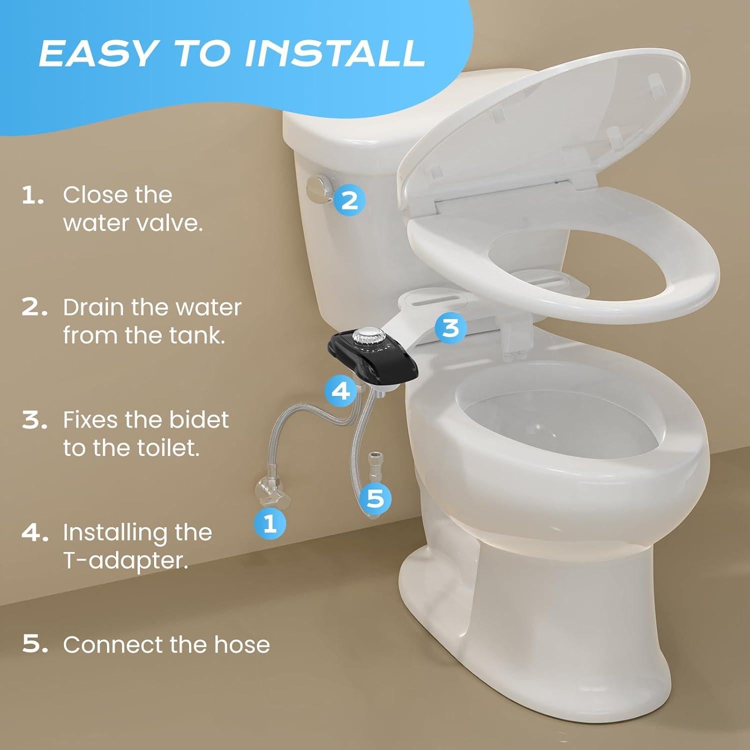 Accesorio de Bidet No Eléctrico Clirass Doble Boquilla Negro