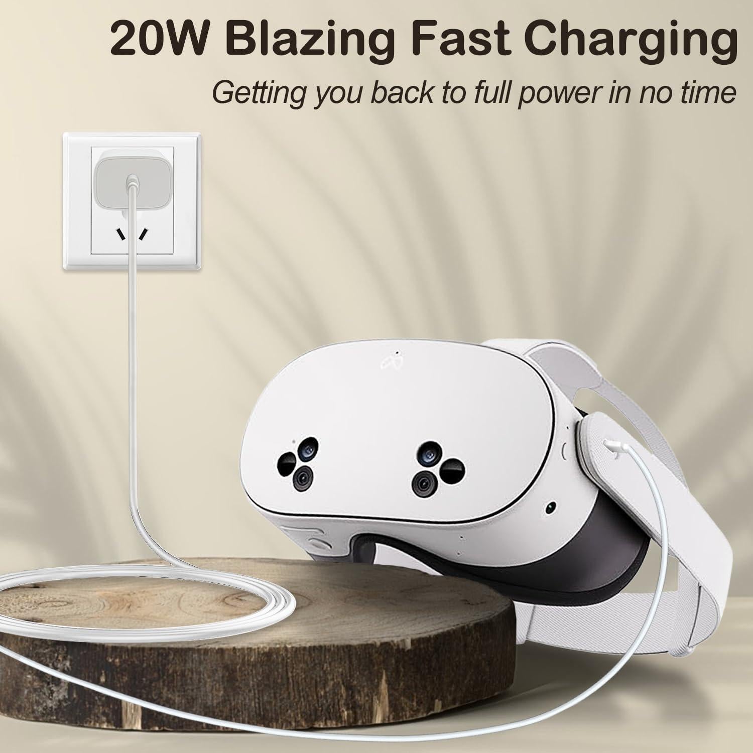 Cargador Rápido 20W USB-C EGK para Oculus Meta Quest 1/2/3 y Pico 4