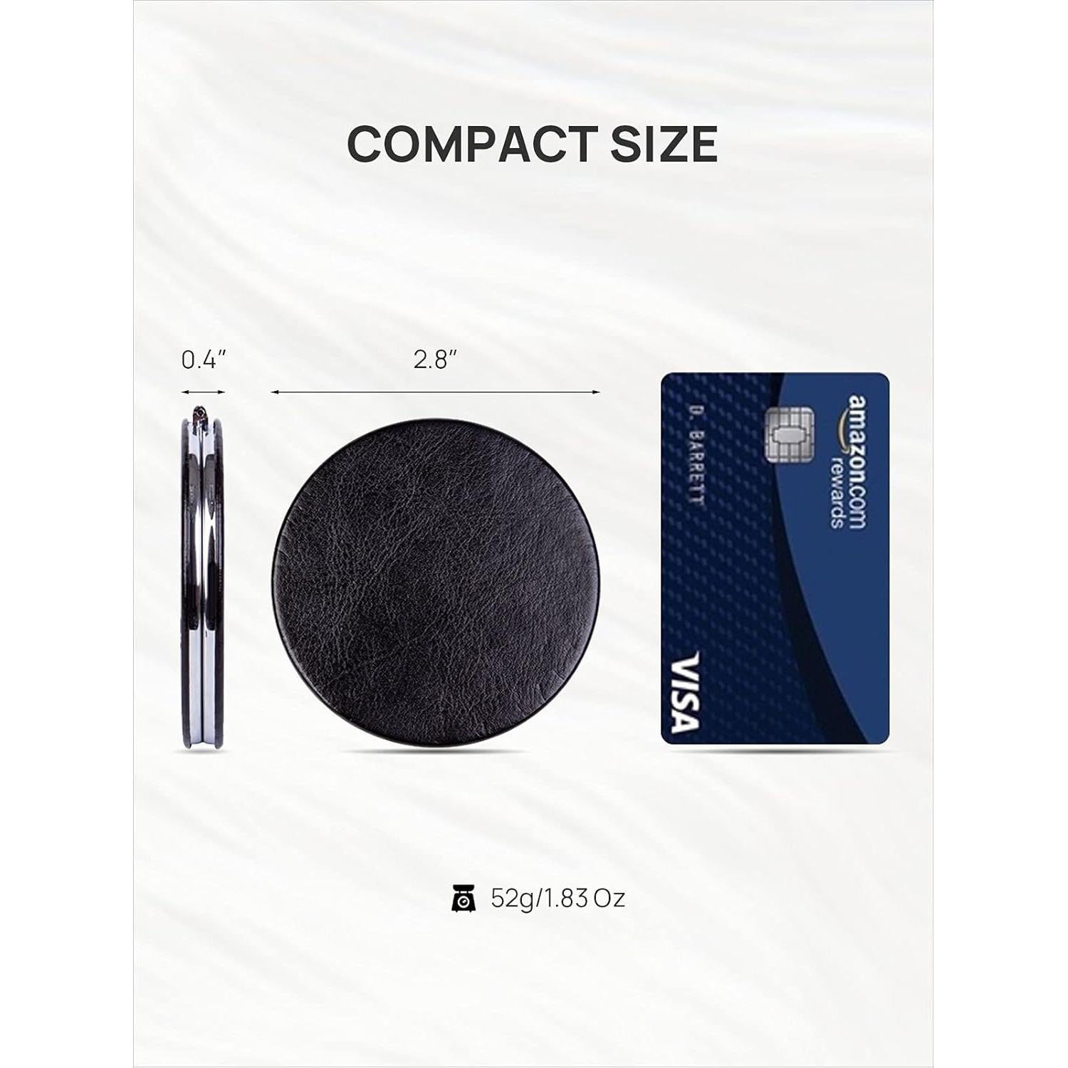 Espejo Compacto Aumentador OMIRO 1X/10X PU Negro 7.1cm
