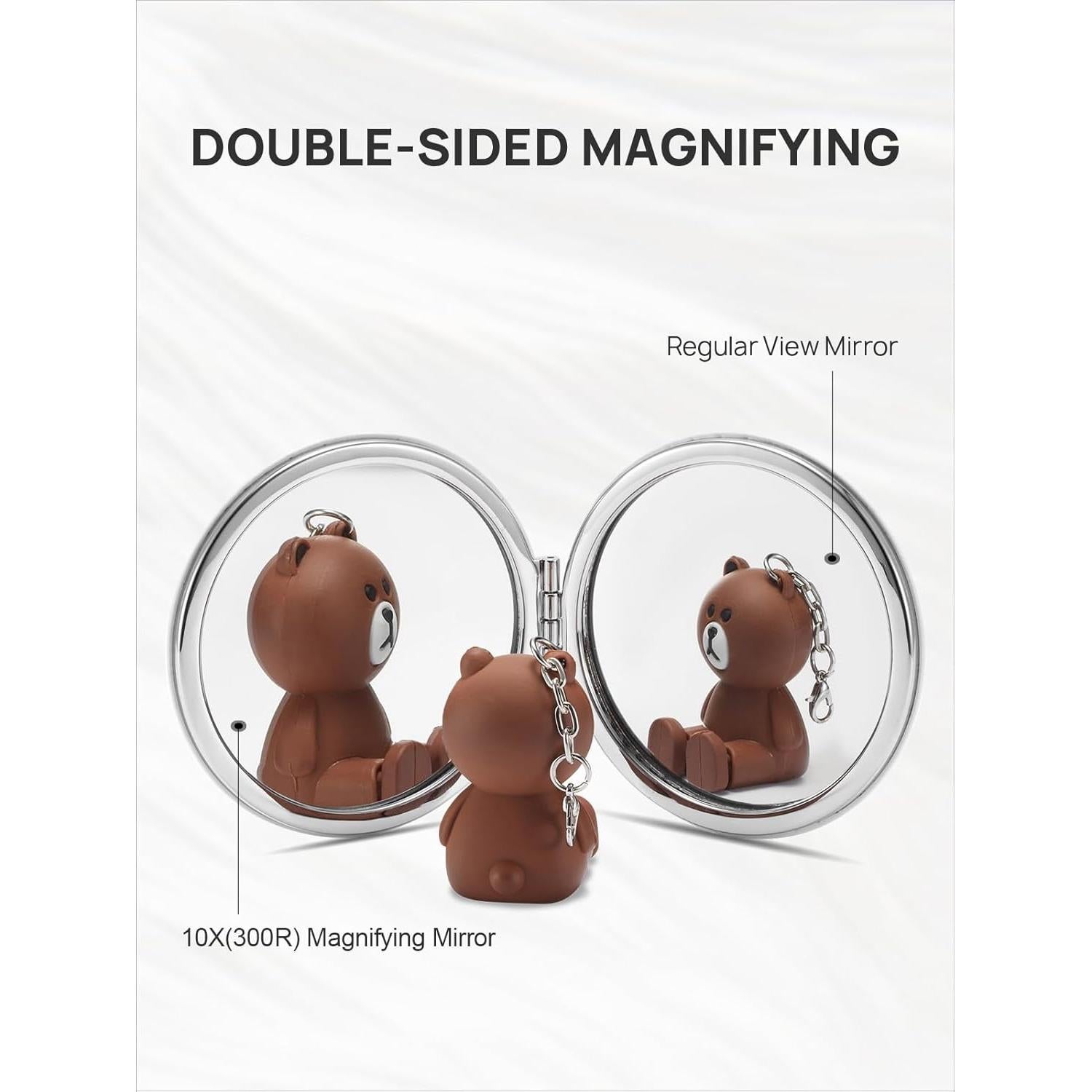 Espejo Compacto Aumentador OMIRO 1X/10X PU Negro 7.1cm