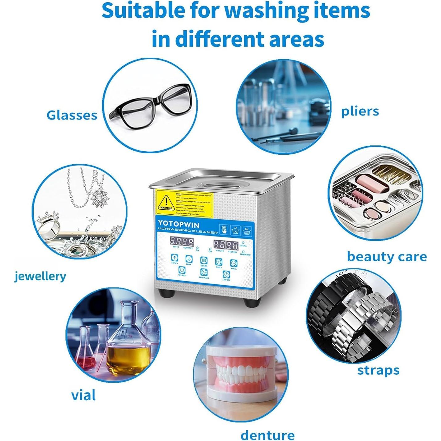 Limpiador ultrasónico calentado Yotopwin 1.3L acero inoxidable