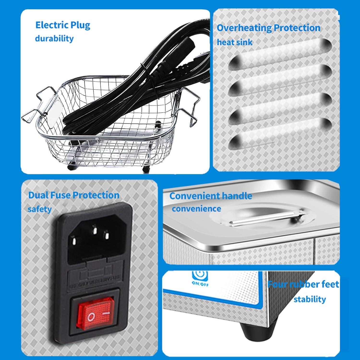 Limpiador ultrasónico calentado Yotopwin 1.3L acero inoxidable