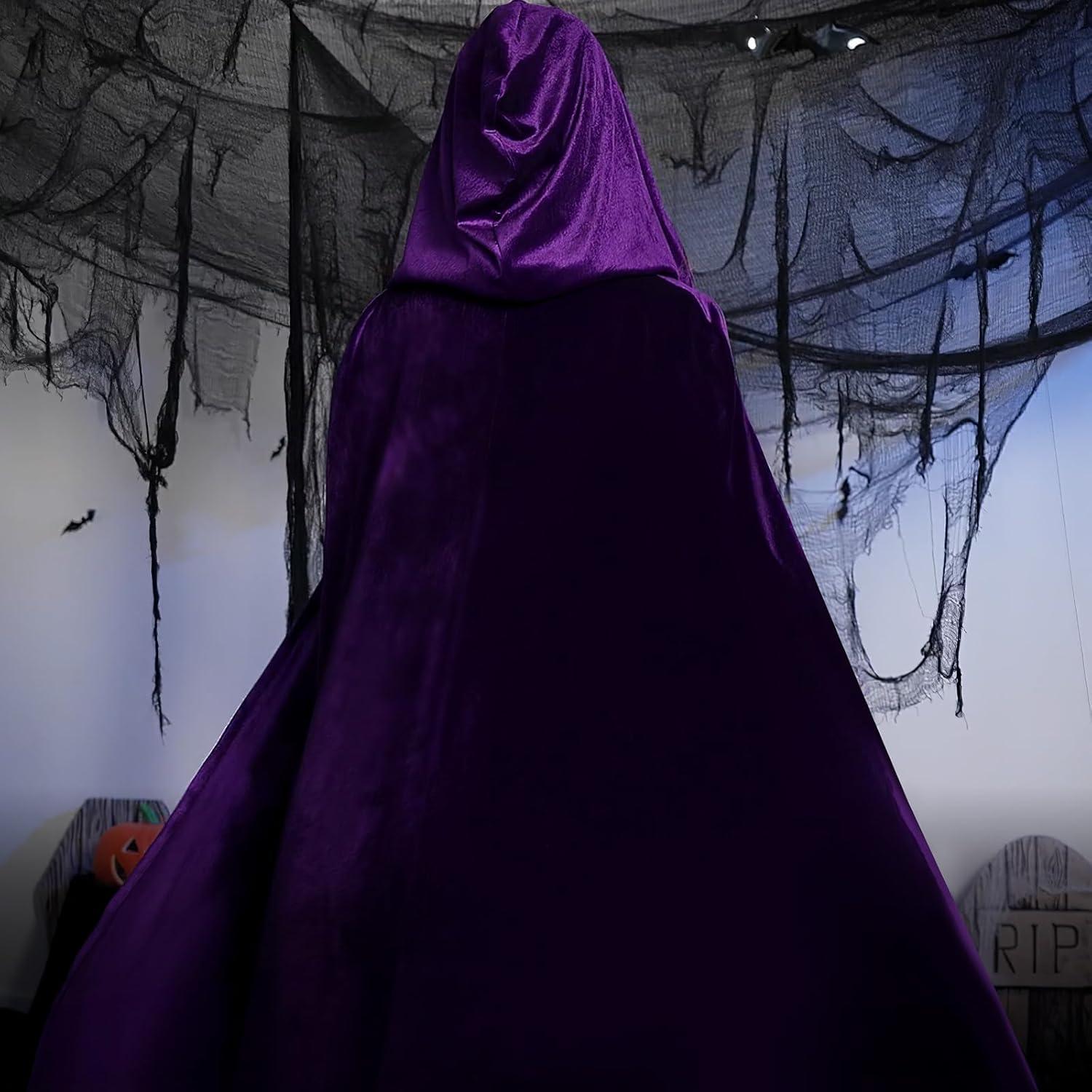 Disfraz de Halloween Mujer Capa Morada con Gemas Rojas 99cm