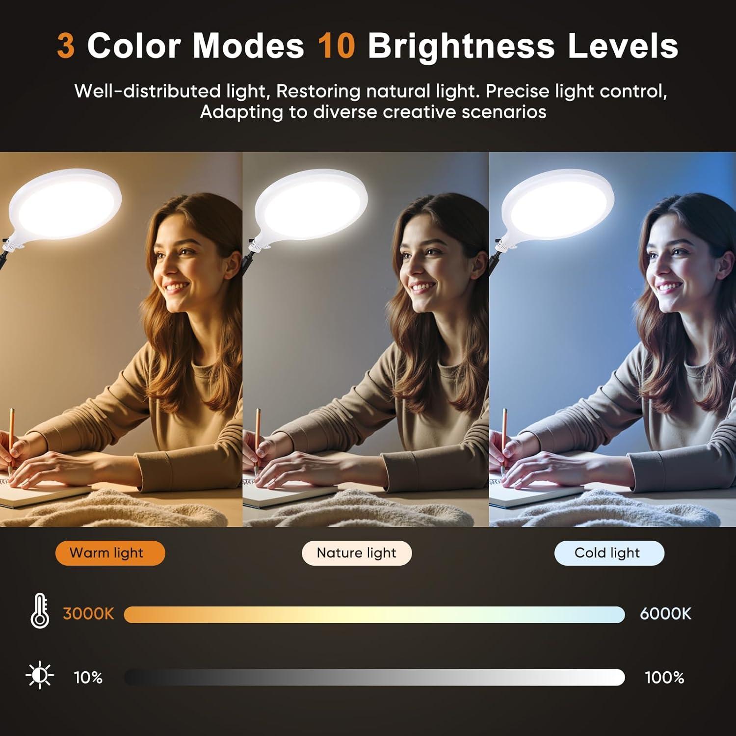 Luz de Anillo LED GSY 10" con Soporte y Abrazadera Ajustable