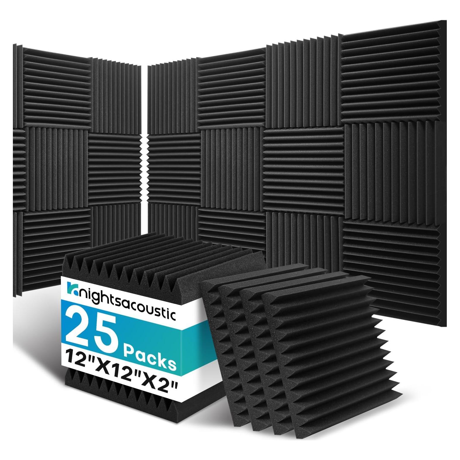 Paquete de 25 paneles de espuma acústica 5.08 cm negro