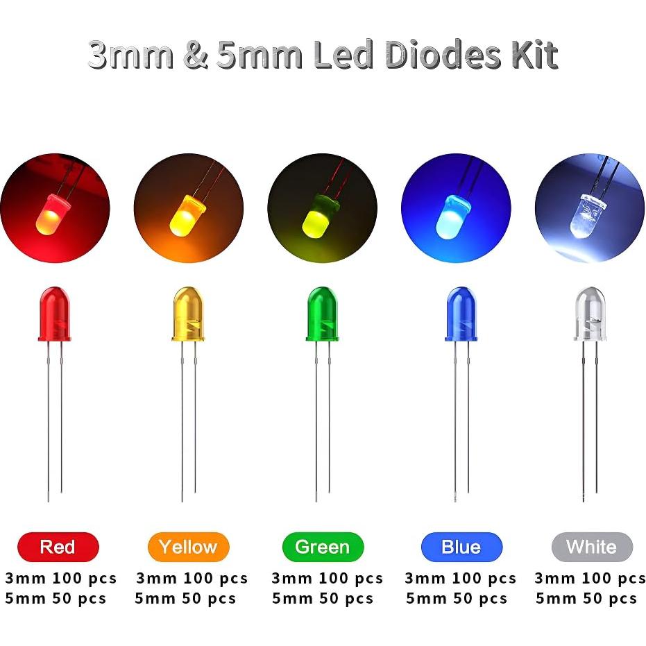 Kit de Diodos LED 3mm y 5mm Maygyrain 750 Piezas 10 Valores