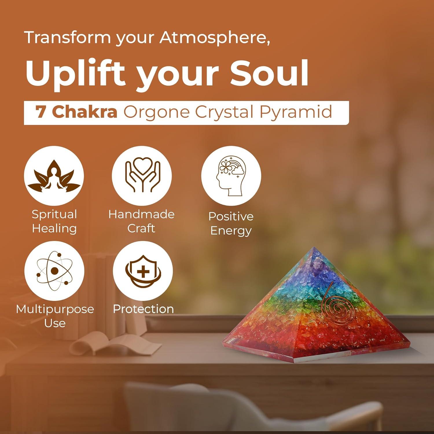 Pirámide de Orgón 7 Chakras Bombay Crystals - Sanación y Meditación