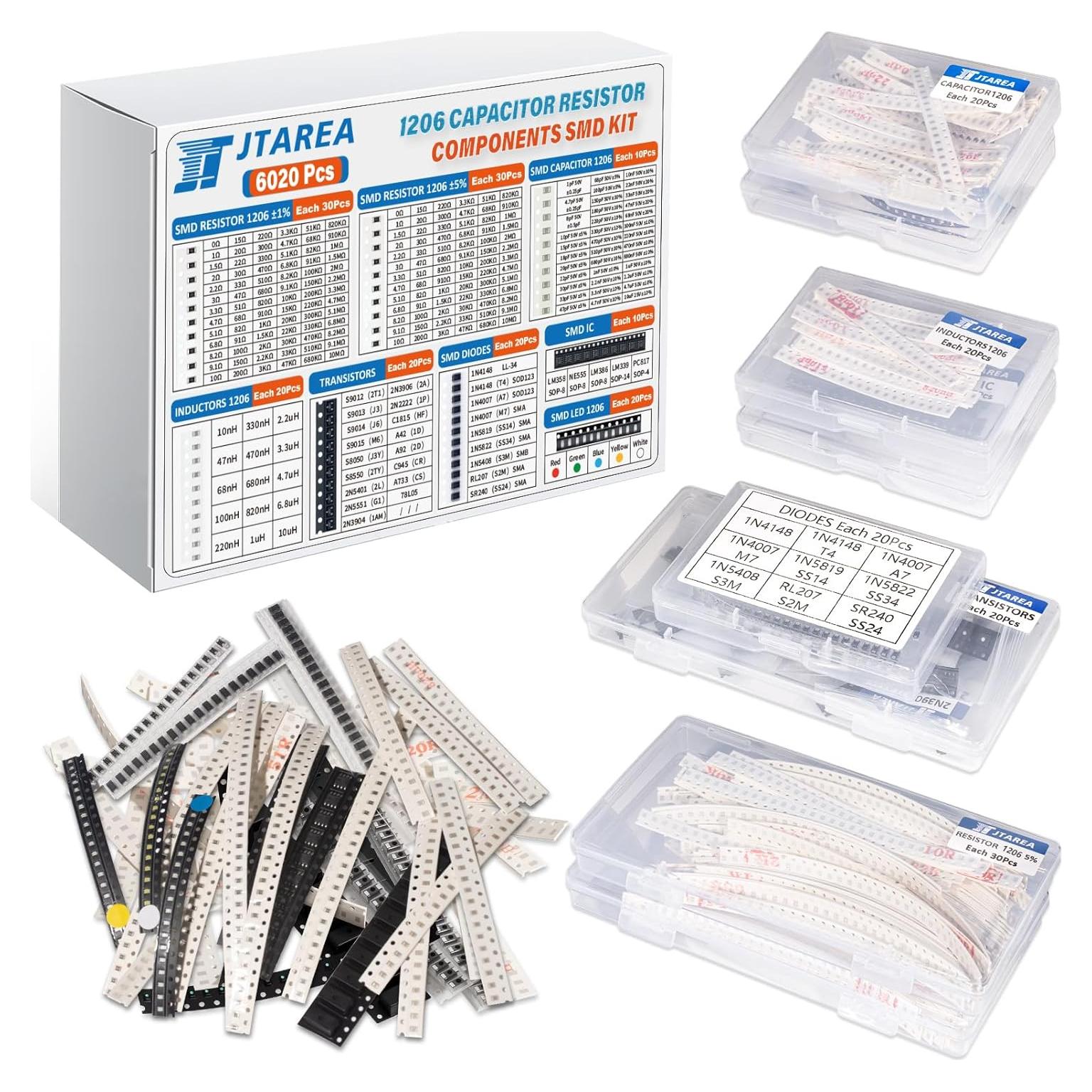 Kit de Componentes Electrónicos SMD 1206 JTAREA 6020 Piezas