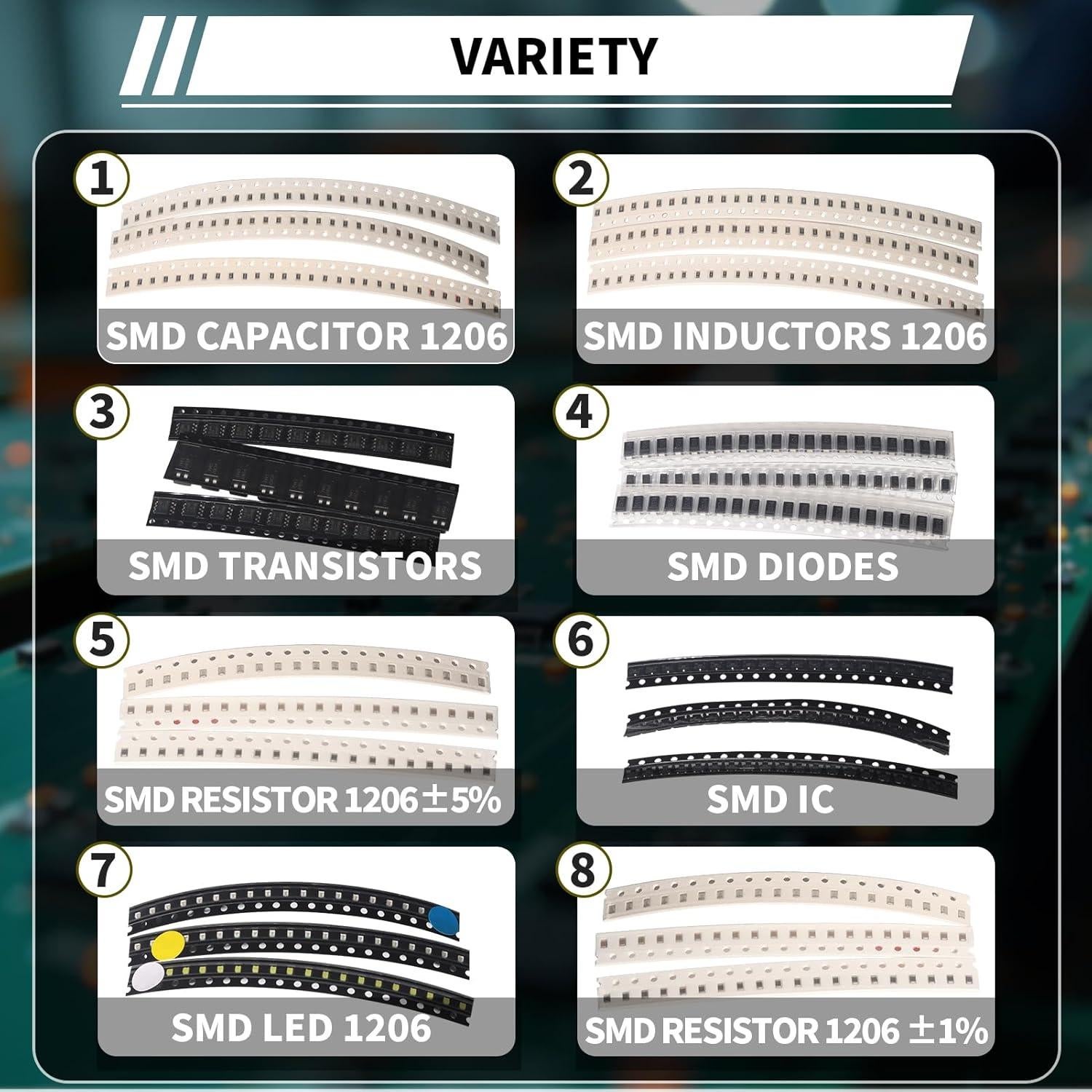 Kit de Componentes Electrónicos SMD 1206 JTAREA 6020 Piezas