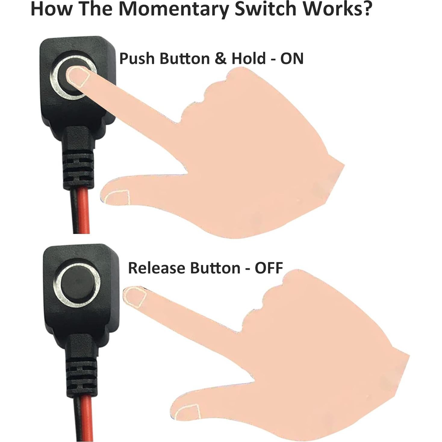 Interruptor Momentáneo CARSANBO 12V 24V con Cable 0.5M