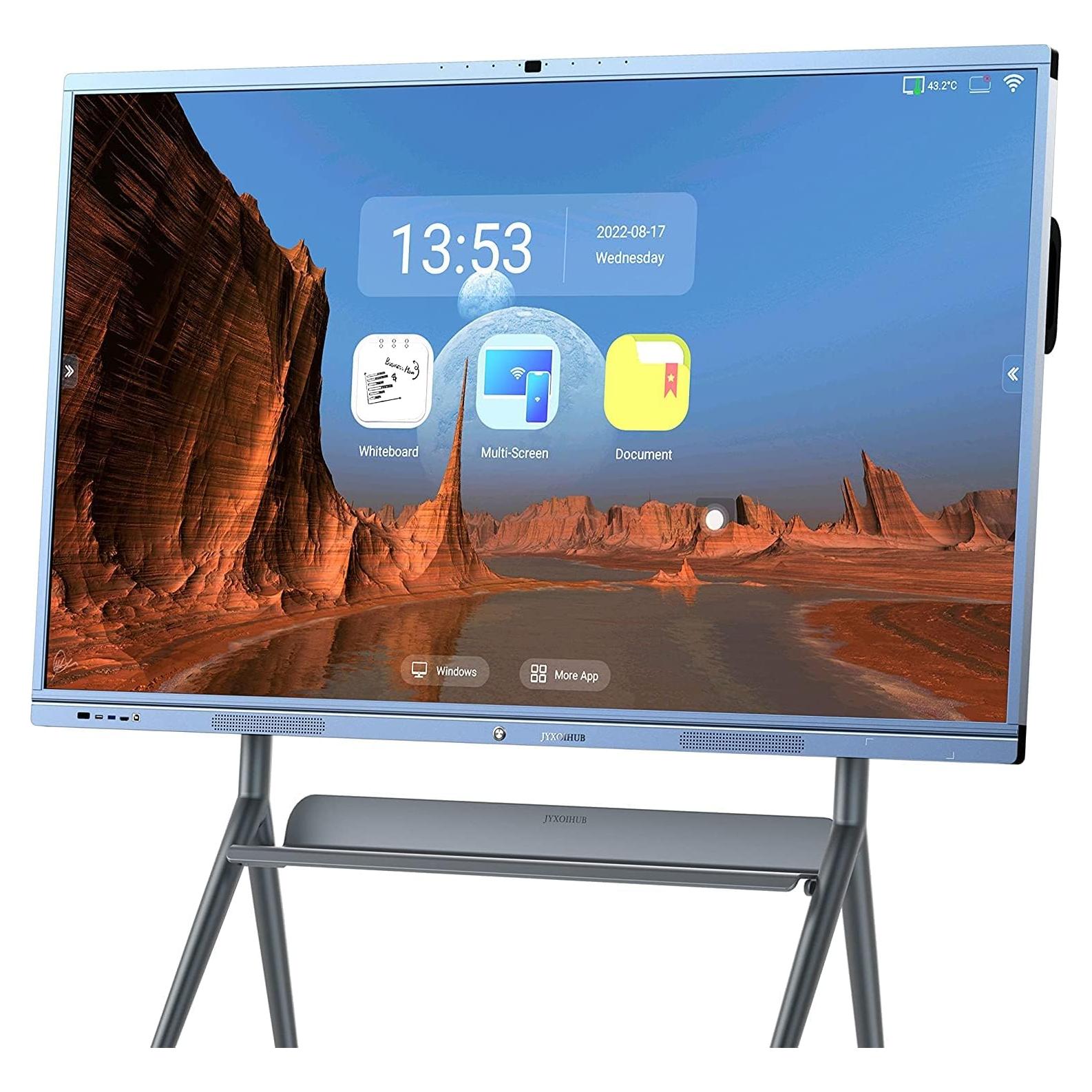 Smart Board Collaboration Hub, JYXOIHUB 65 Inch 4K Digital Electronic Whiteboard Built in Dual System and 20MP Camera for Classroom and Business, Interactive Whiteboard with Video Conference System