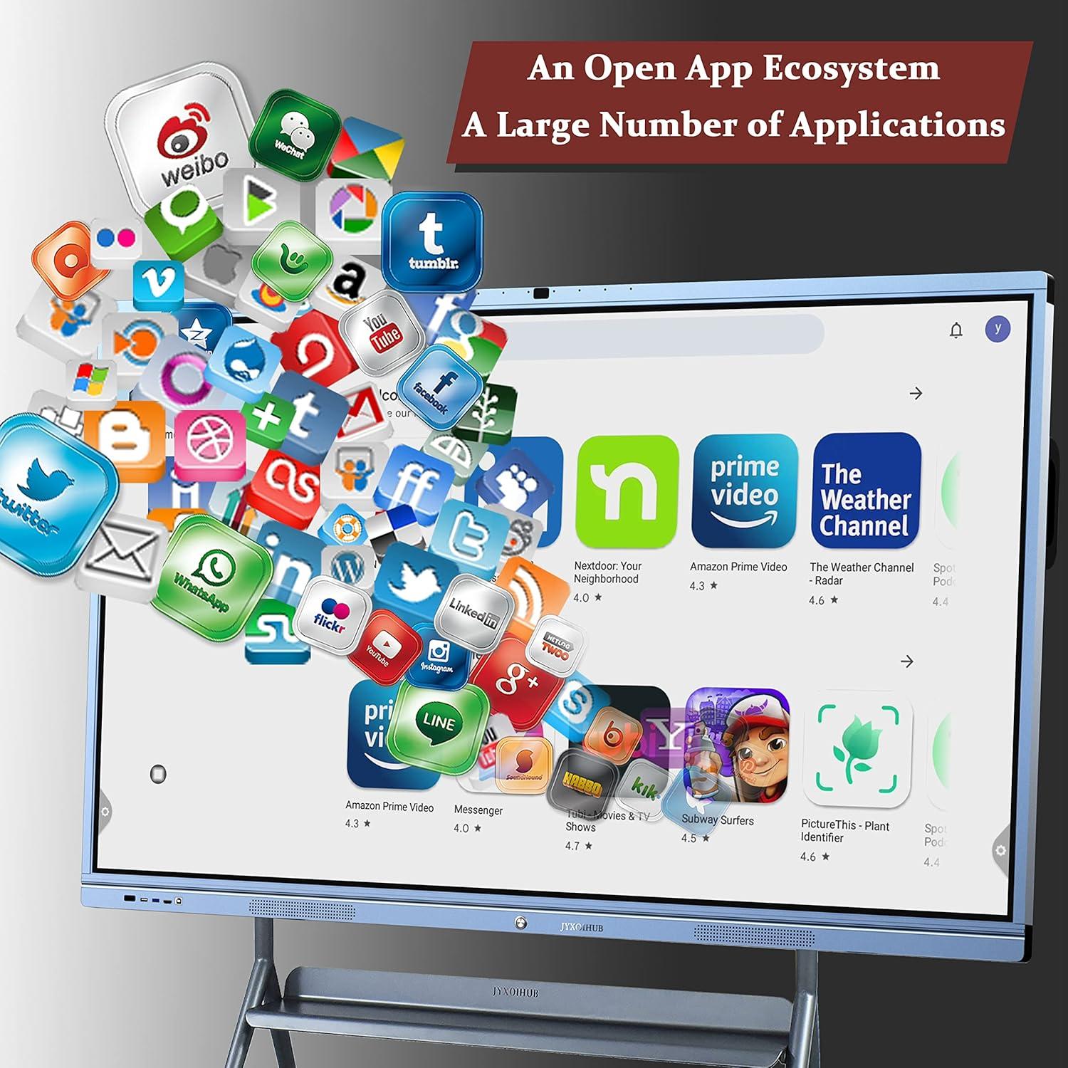 Smart Board Collaboration Hub, JYXOIHUB 65 Inch 4K Digital Electronic Whiteboard Built in Dual System and 20MP Camera for Classroom and Business, Interactive Whiteboard with Video Conference System