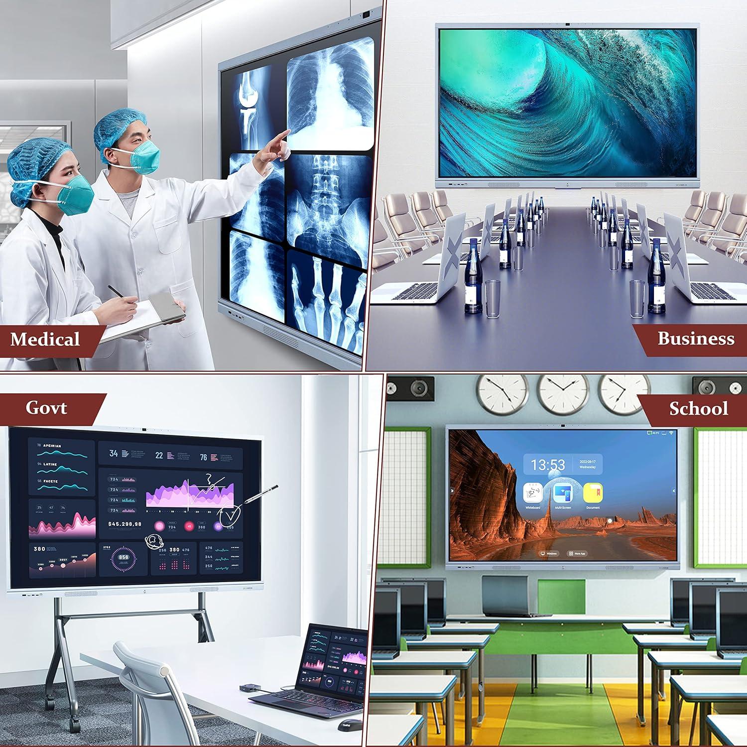 Smart Board Collaboration Hub, JYXOIHUB 65 Inch 4K Digital Electronic Whiteboard Built in Dual System and 20MP Camera for Classroom and Business, Interactive Whiteboard with Video Conference System