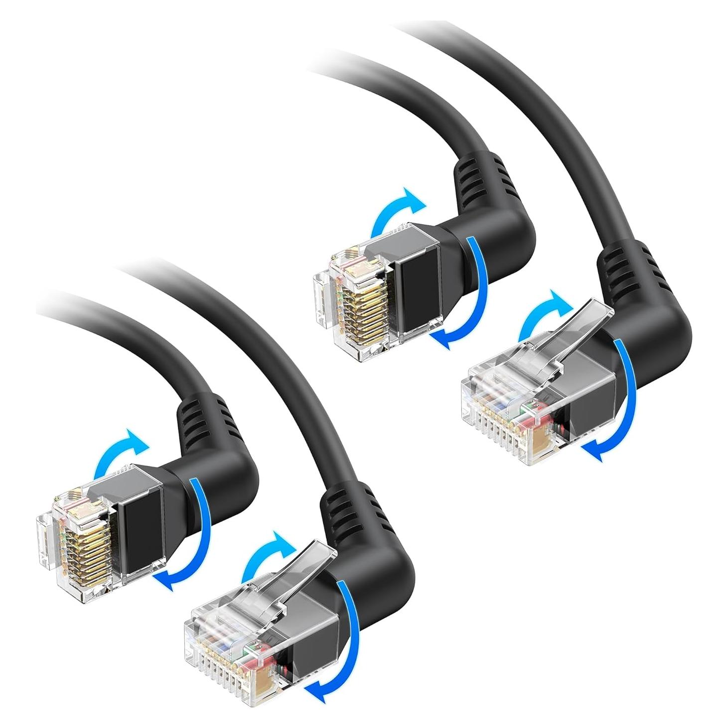 Cable Ethernet Cat 6 Rotatable 0.3m 10Gbps Cable Matters Negro