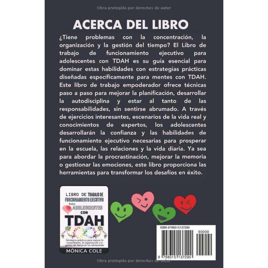 Libro de trabajo de funcionamiento ejecutivo para adolescentes con TDAH: Estrategias prácticas para mejorar la concentración, la organización y la ... tiempo en los adolescentes (Spanish Edition)