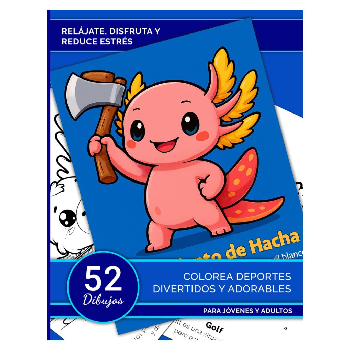 Colorea Deportes Divertidos y Adorables: Libro para Colorear de Animales Deportistas para Jóvenes y Adultos – Relájate, Reduce Estrés y Disfruta Coloreando