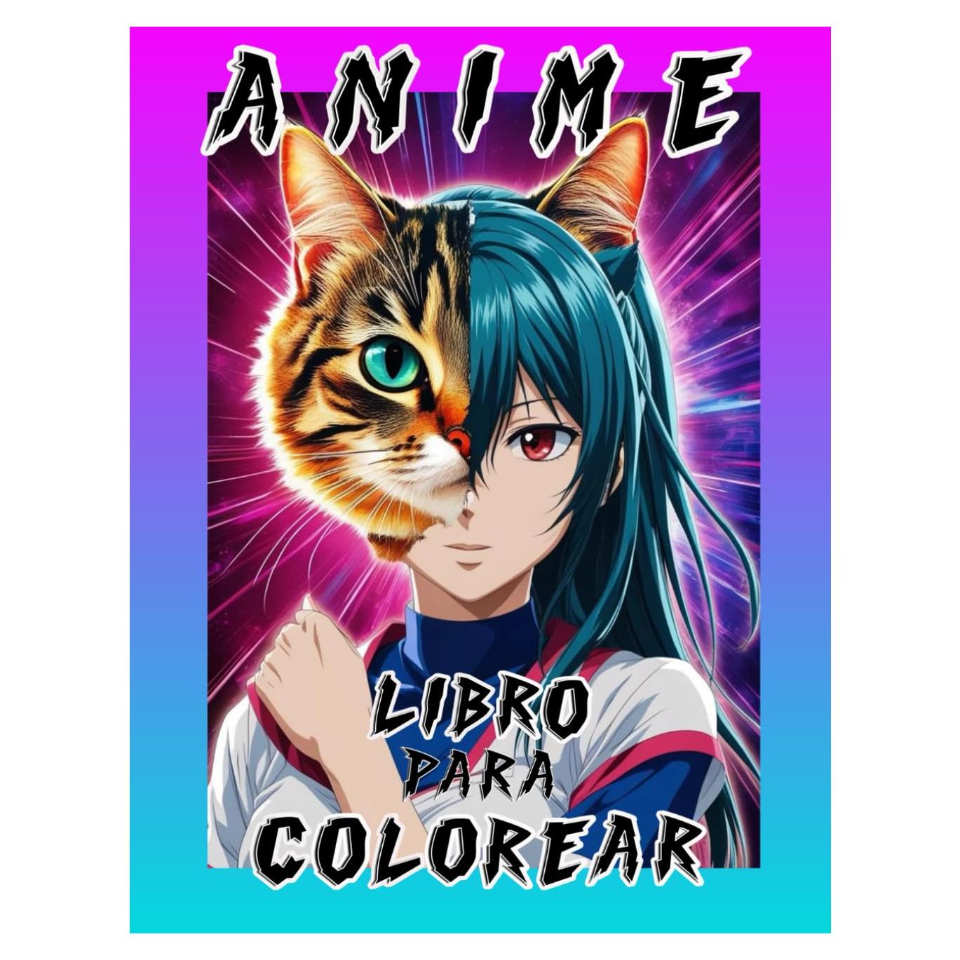 ANIME LIBRO PARA COLOREAR: Chica Gato, Chicos y Chicas Kawaii, Alivio del Estres para Niños y Adolescentes ( Spanish Edición) (Spanish Edition)