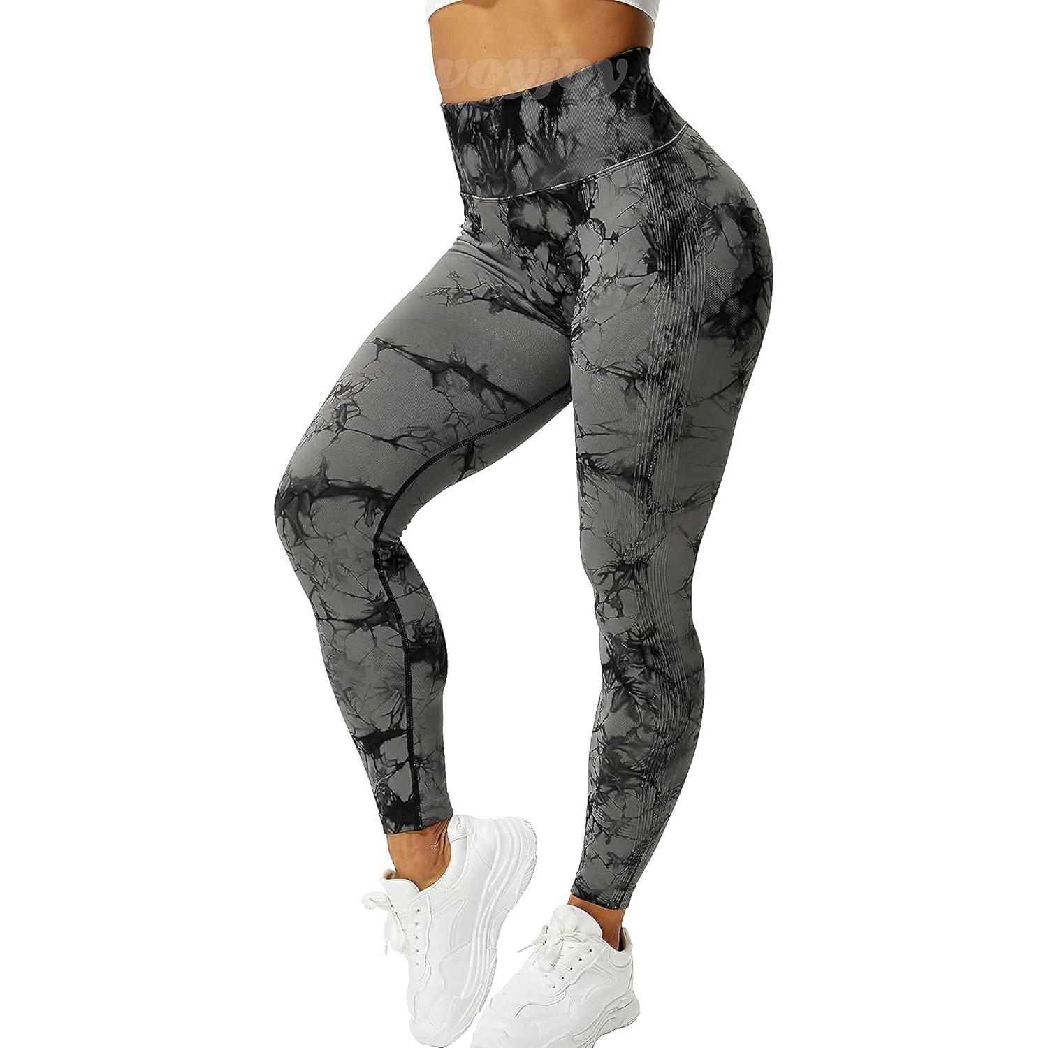 Leggings Sin Costuras VOYJOY para Mujeres Cintura Alta Gris