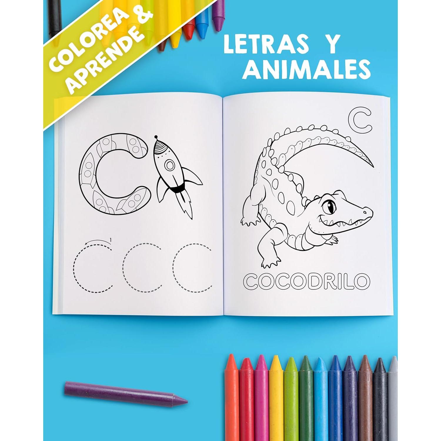 Mi primer gran libro para colorear educativo para niños de 2 a 4 años: Colorea y aprende animales, letras, números y formas (Spanish Edition)