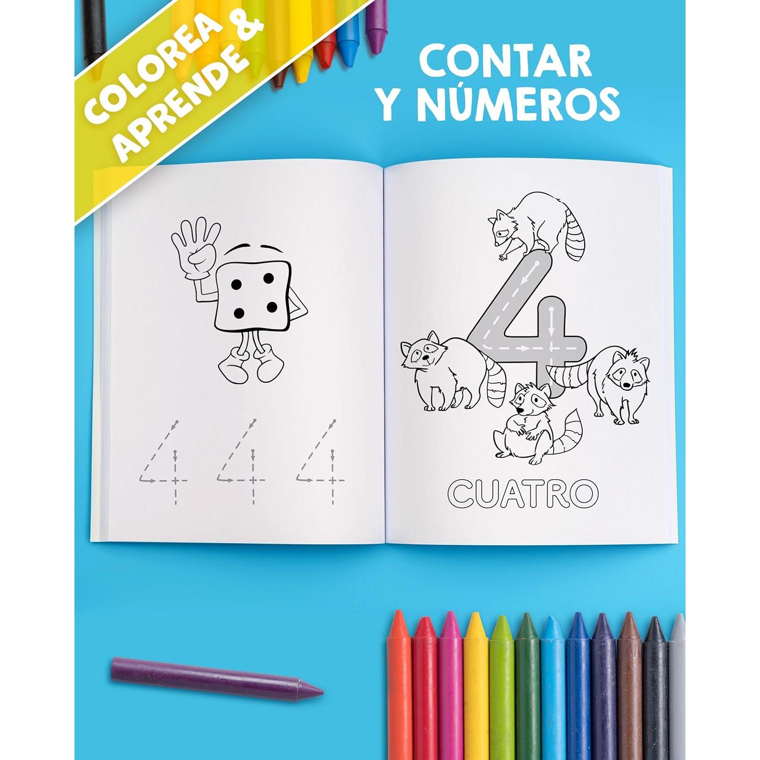 Mi primer gran libro para colorear educativo para niños de 2 a 4 años: Colorea y aprende animales, letras, números y formas (Spanish Edition)