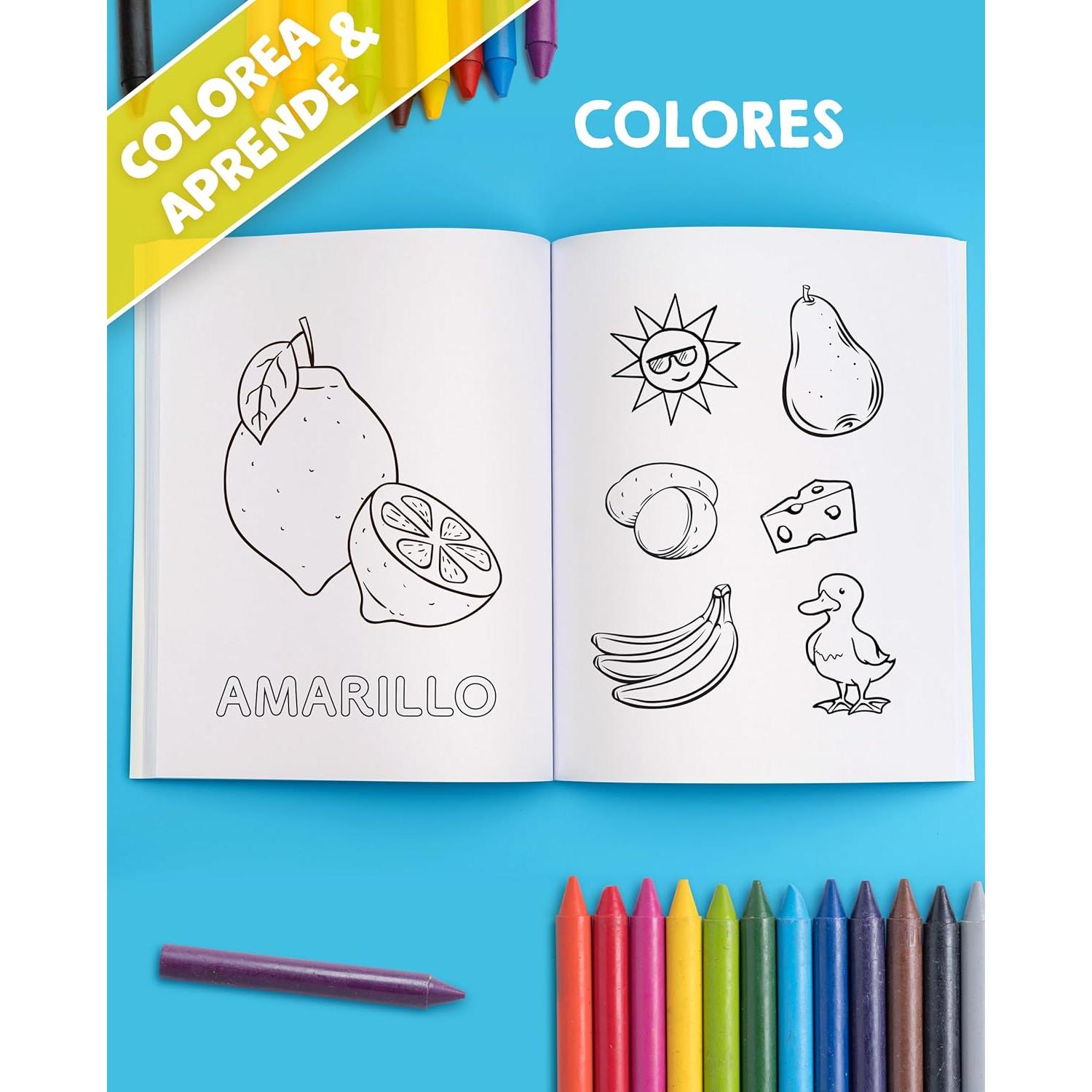 Mi primer gran libro para colorear educativo para niños de 2 a 4 años: Colorea y aprende animales, letras, números y formas (Spanish Edition)