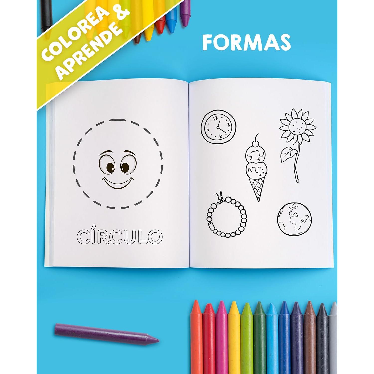 Mi primer gran libro para colorear educativo para niños de 2 a 4 años: Colorea y aprende animales, letras, números y formas (Spanish Edition)