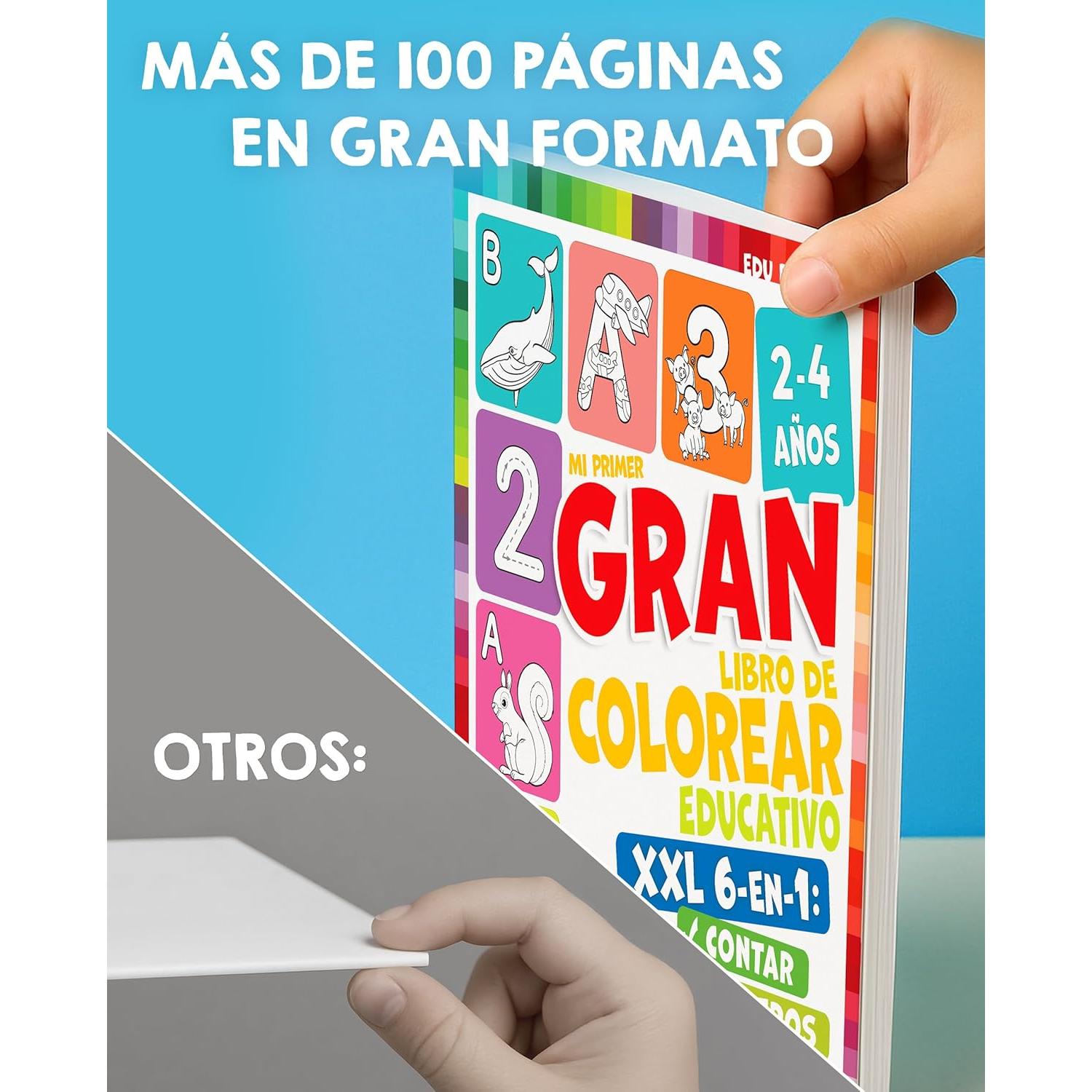 Mi primer gran libro para colorear educativo para niños de 2 a 4 años: Colorea y aprende animales, letras, números y formas (Spanish Edition)