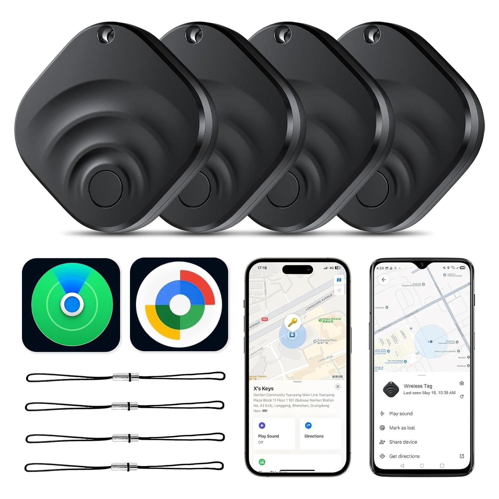 Paquete de 4 rastreadores Bluetooth TIMU Tagigo para iOS y Android