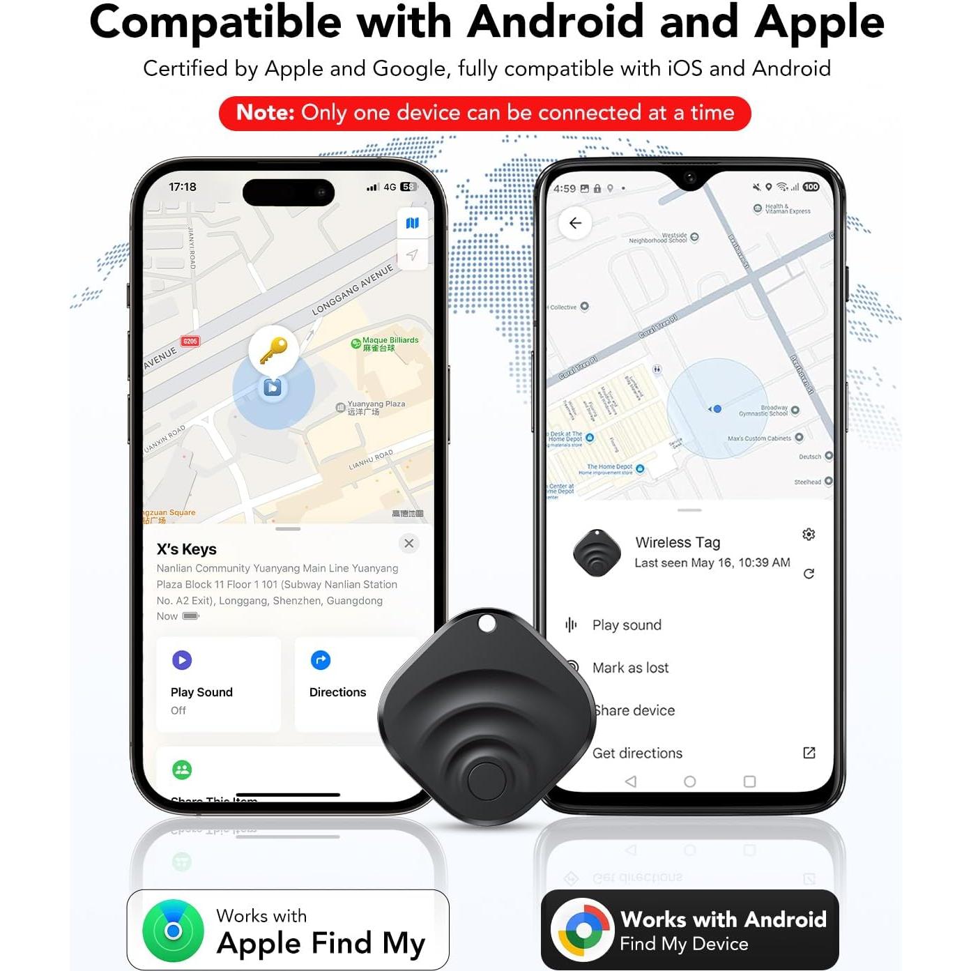 Paquete de 4 rastreadores Bluetooth TIMU Tagigo para iOS y Android