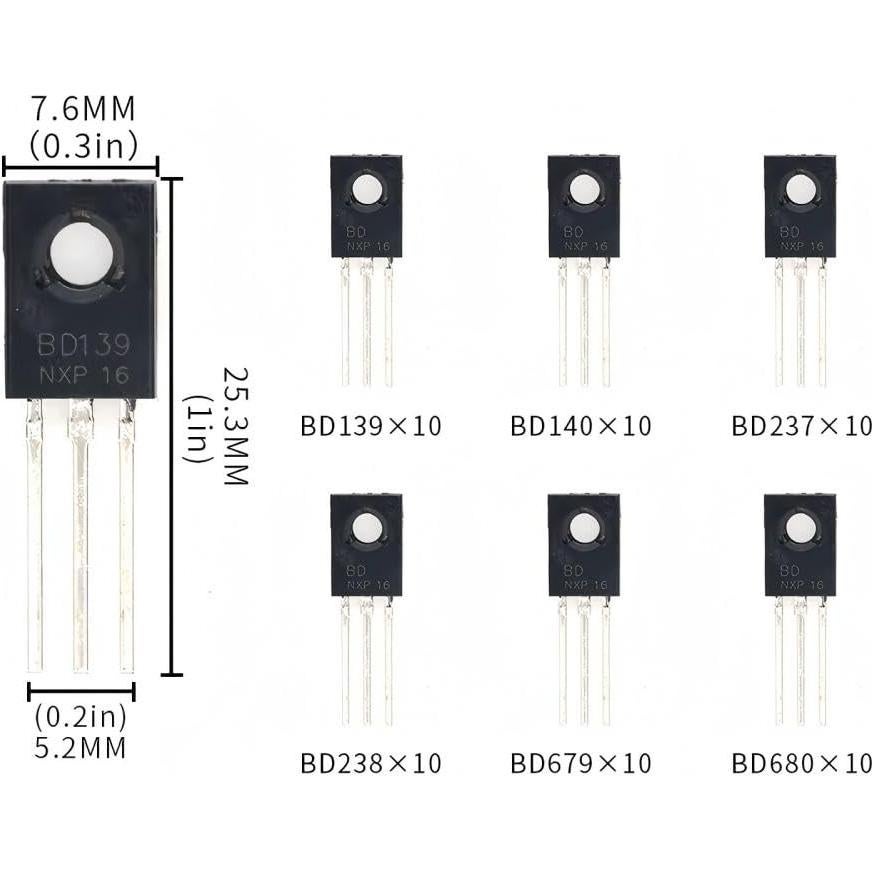 Kits de Transistores de Potencia VANXY TO-126 60 Piezas