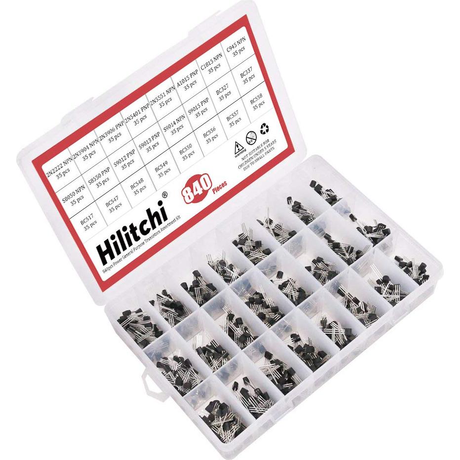 Kit de Transistores NPN PNP Hilitchi 840 Pcs 24 Modelos