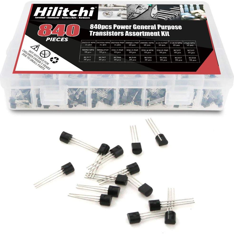 Kit de Transistores NPN PNP Hilitchi 840 Pcs 24 Modelos