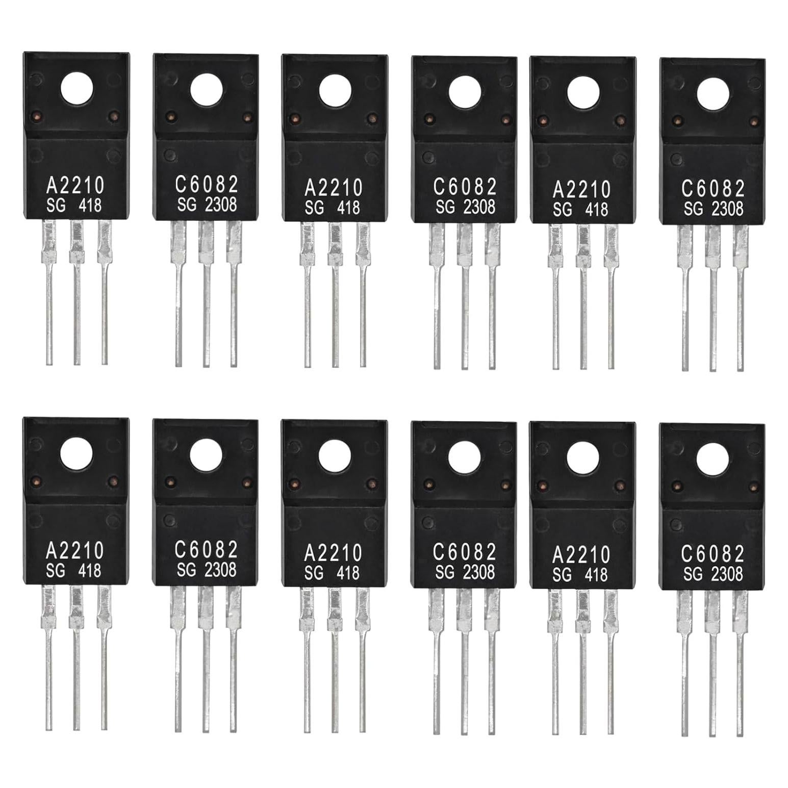 Juego de Transistores A2210 C6082 12Pcs TO-220F para Electrónica