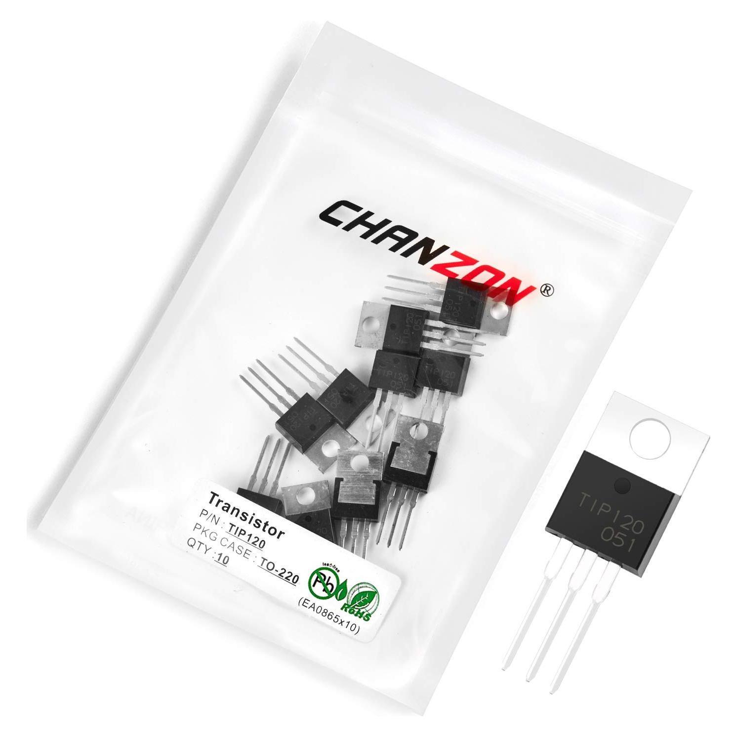 Transistor Darlington NPN Chanzon TIP120 TO-220 Paquete 10