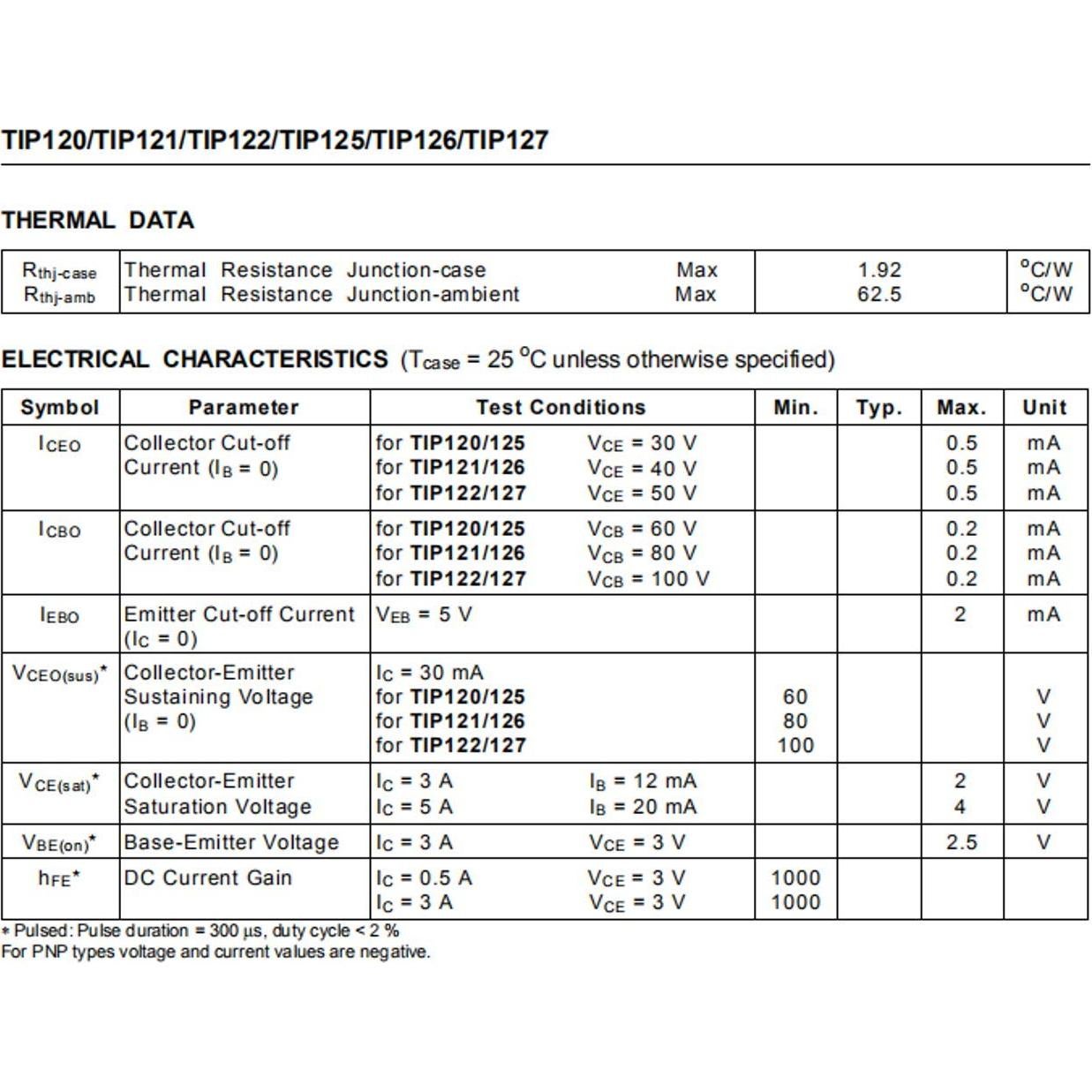 20 Transistores TIP125 PNP Darlington 65W TO-220 -60V