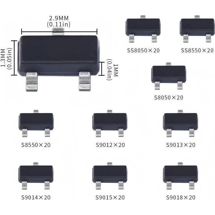 Kit de 180 Transistores SMD SOT-23 VANXY - 9 Valores